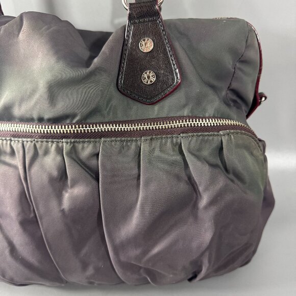 MZ Wallace Kate Gray Nylon Brown Leather Trim Shoulder Bag - Picture 7 of 14